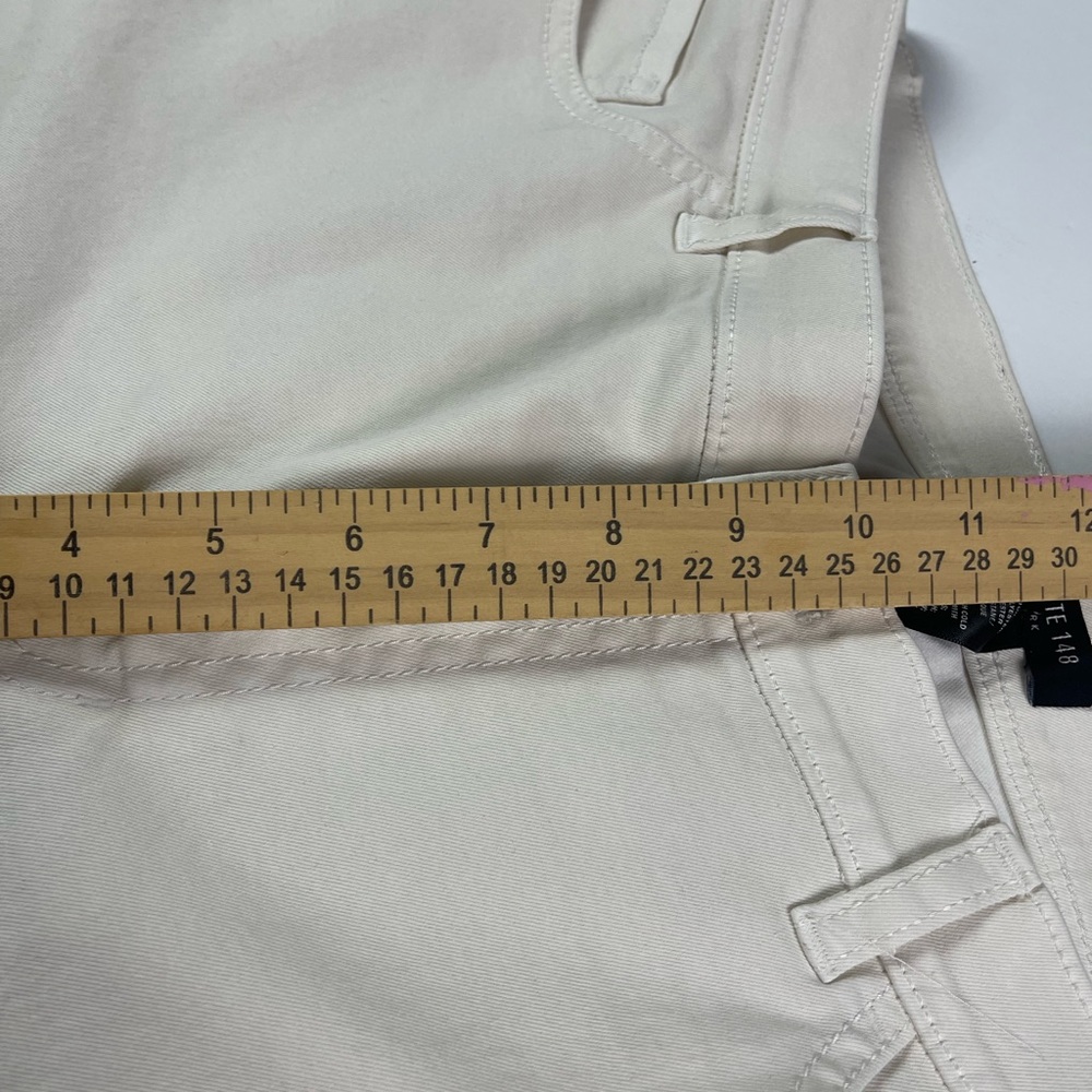 Lafayette 148 New York Cuffed Stretch Cotton Twill Pants Cream Size 12 Like New - Picture 7 of 9
